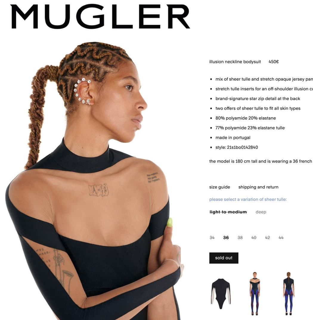 Mugler e-commerce website